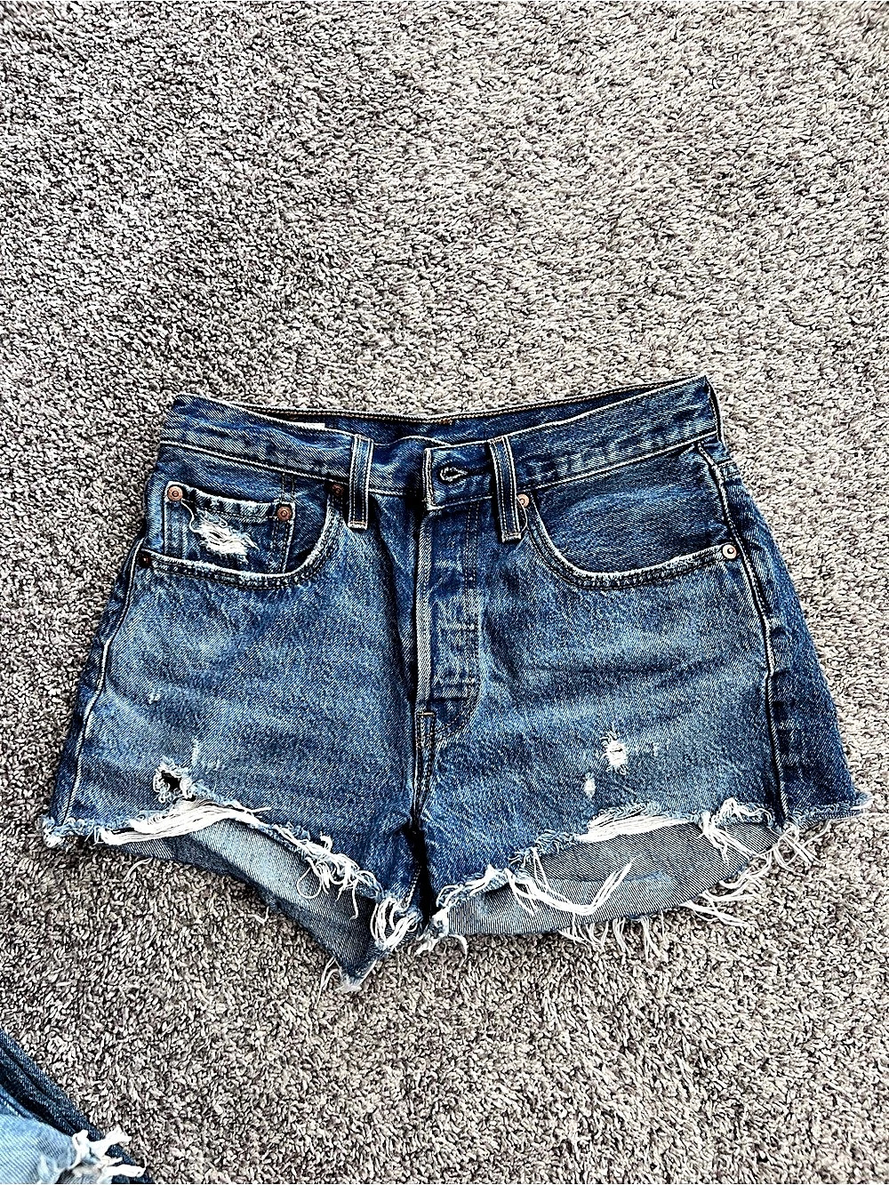Levi's 501 Original High-Rise Cut-Off Denim Shorts Distressed Denim Jean Shorts